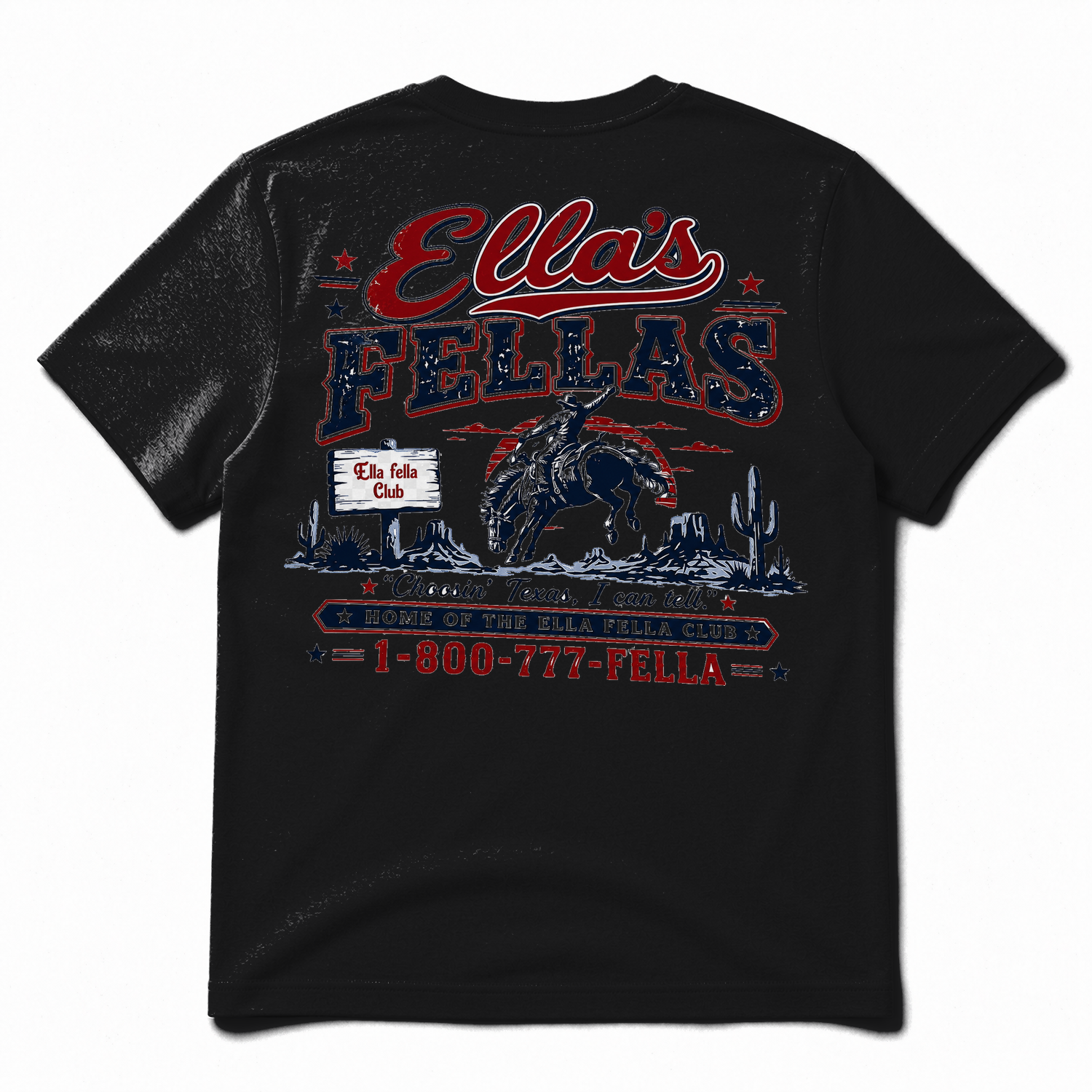 Ella's Fellas Texas Rodeo Cotton Graphic T-Shirt in Black, back view