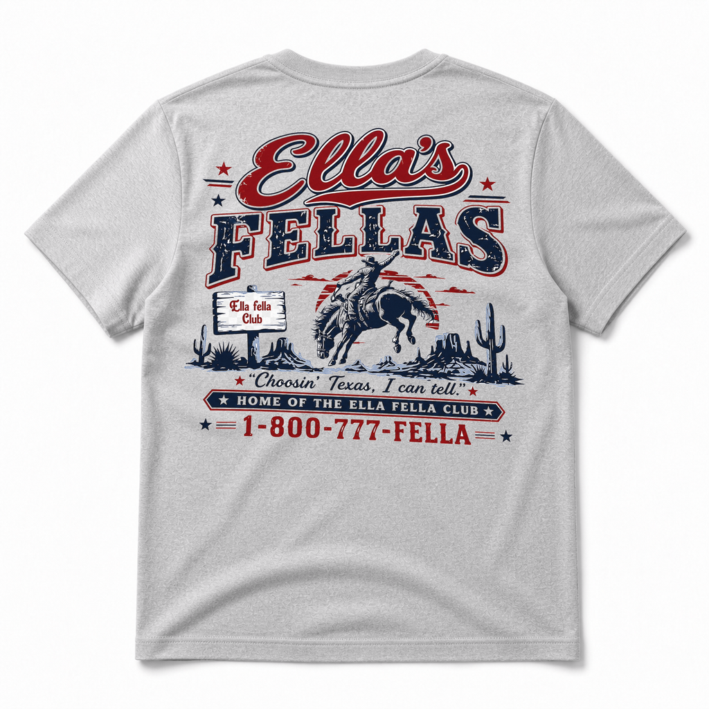 Ella's Fellas Texas Rodeo Cotton Graphic T-Shirt in Light Gray, back view
