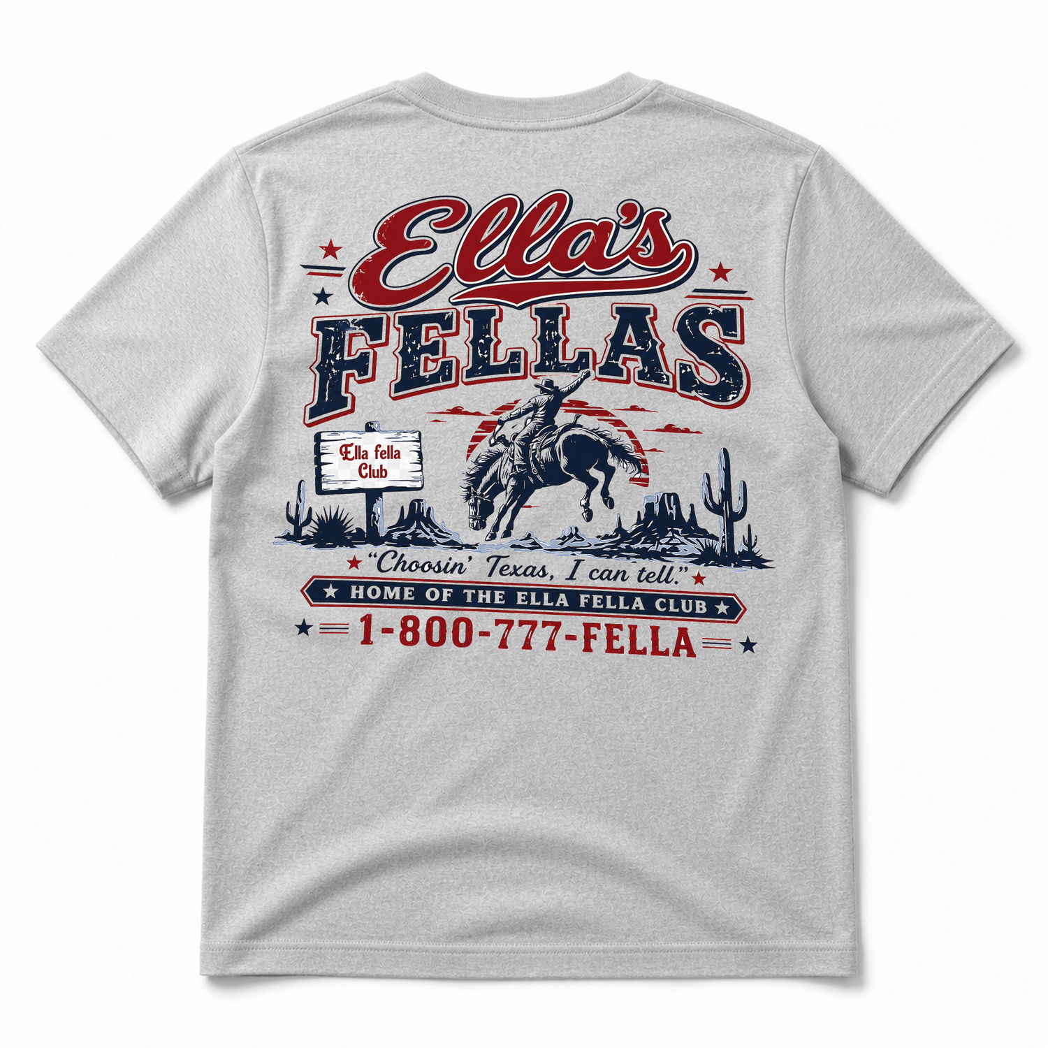 Ella's Fellas Texas Rodeo Cotton Graphic T-Shirt in Light Gray, back view