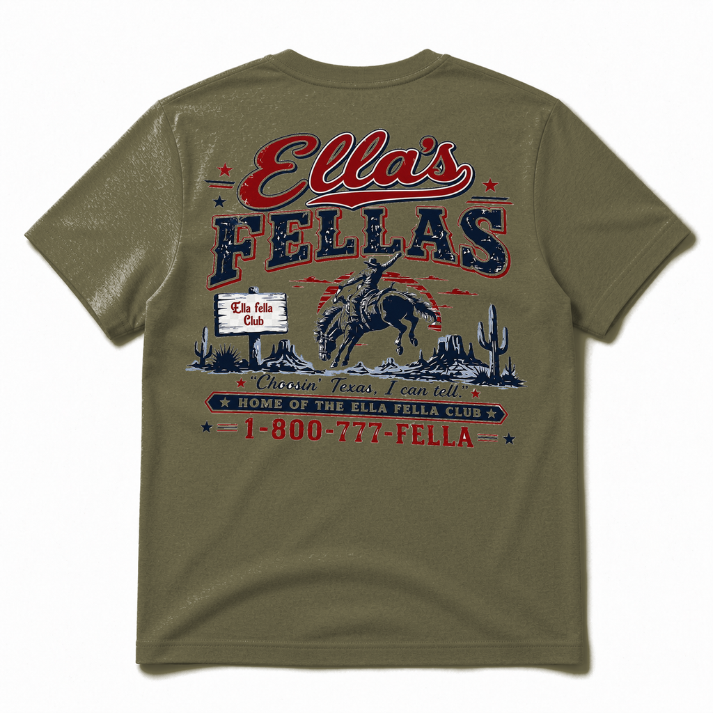Ella's Fellas Texas Rodeo Cotton Graphic T-Shirt in Olive Green, back view