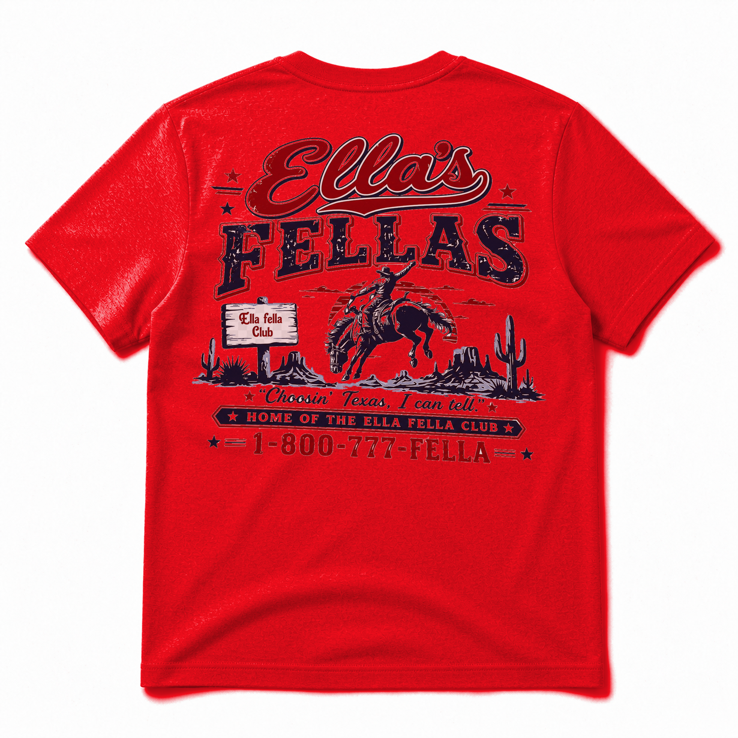 Ella's Fellas Texas Rodeo Cotton Graphic T-Shirt in Red, back view