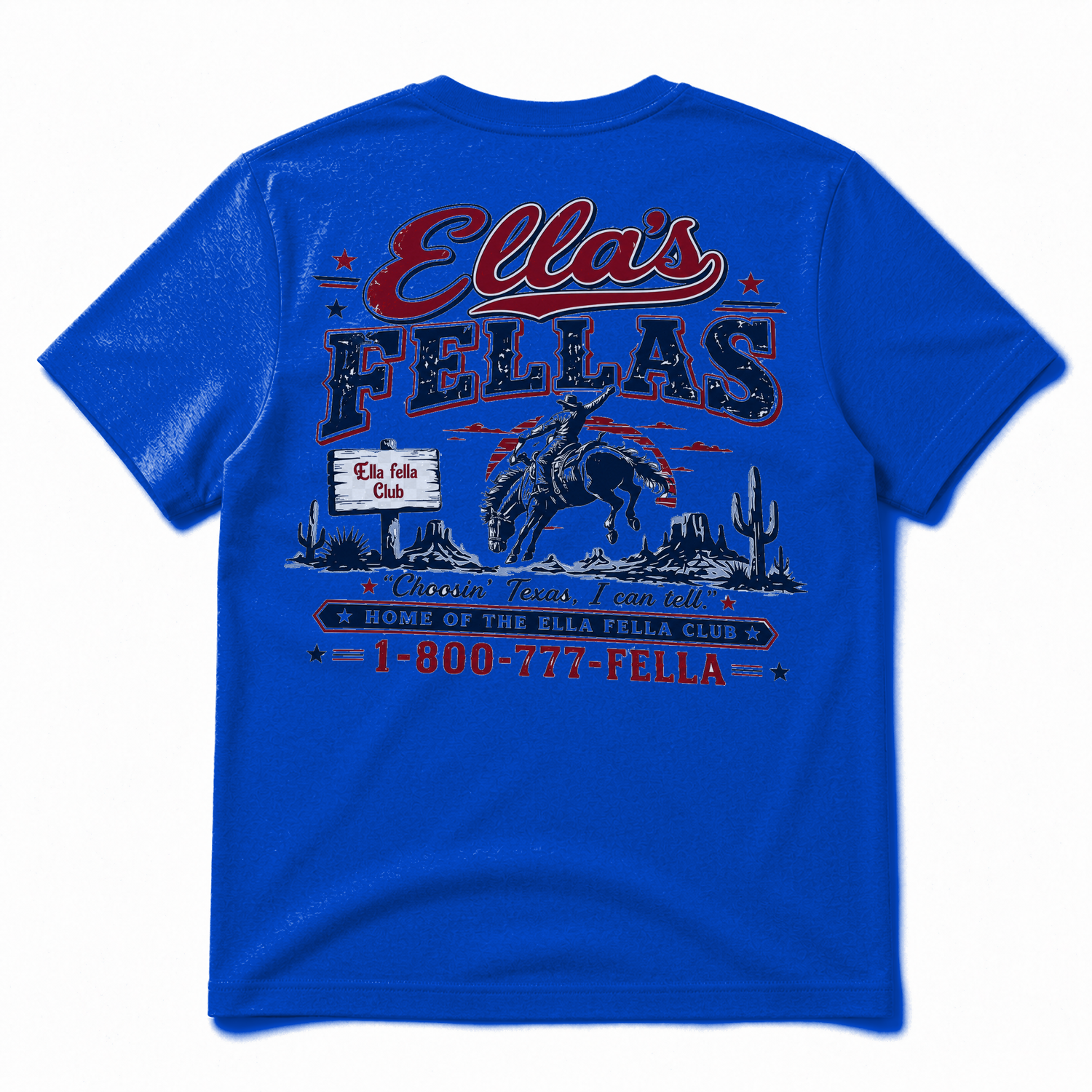 Ella's Fellas Texas Rodeo Cotton Graphic T-Shirt in Royal Blue, back view