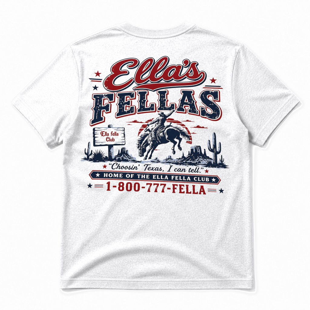 Ella's Fellas Texas Rodeo Cotton Graphic T-Shirt in White, back view