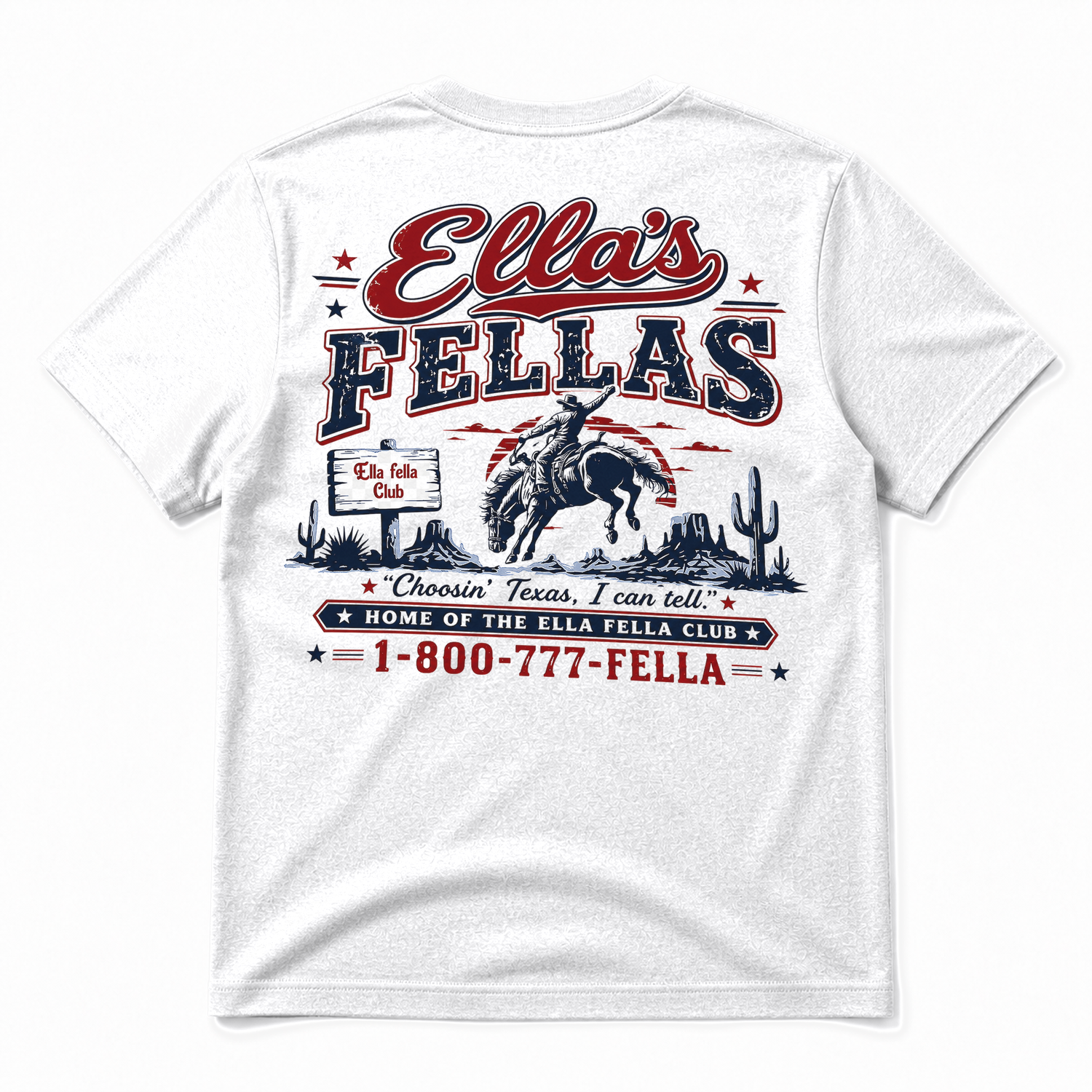Ella's Fellas Texas Rodeo Cotton Graphic T-Shirt in White, back view