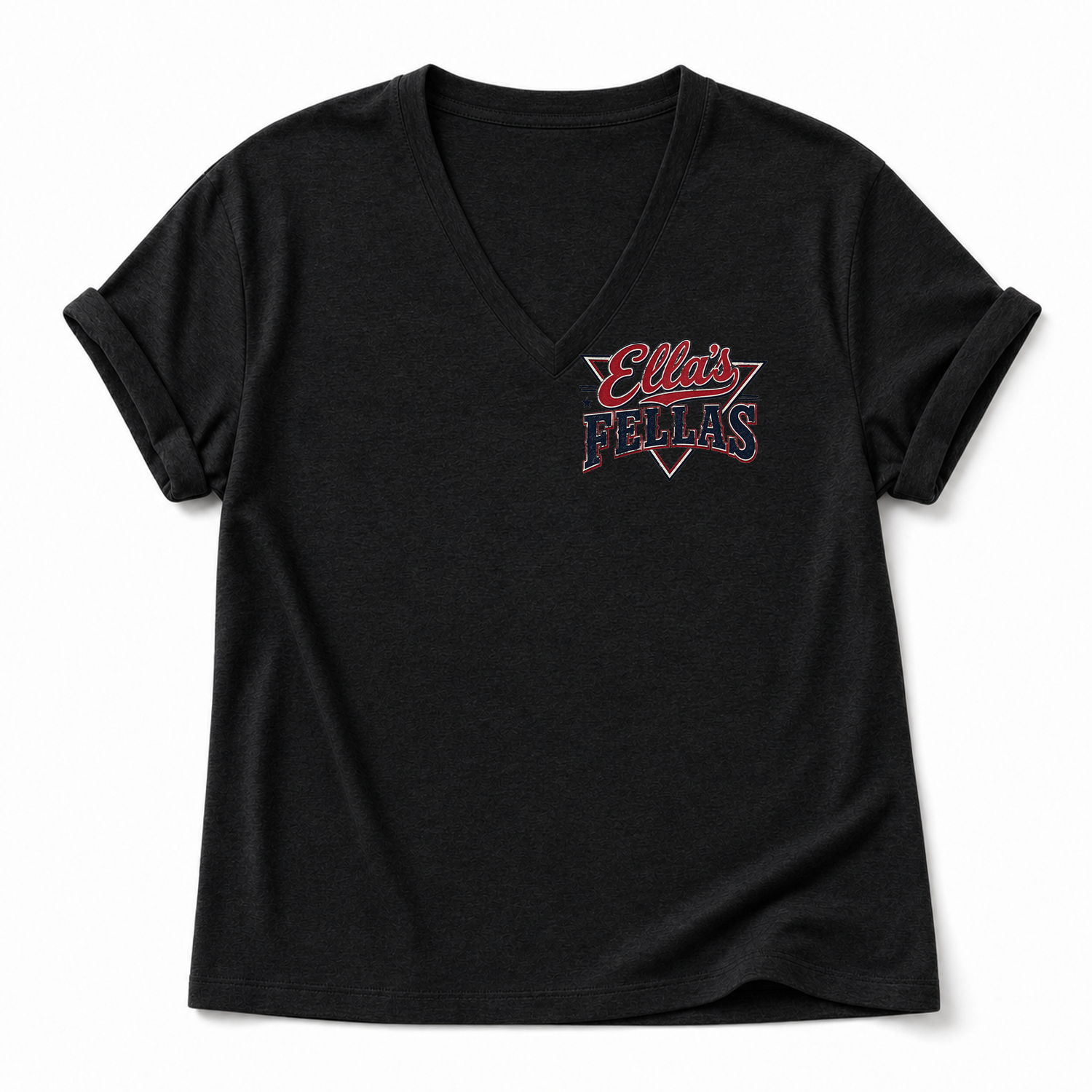 Ella's Fellas Texas Rodeo V-Neck Cotton Graphic T-Shirt in Black, front view