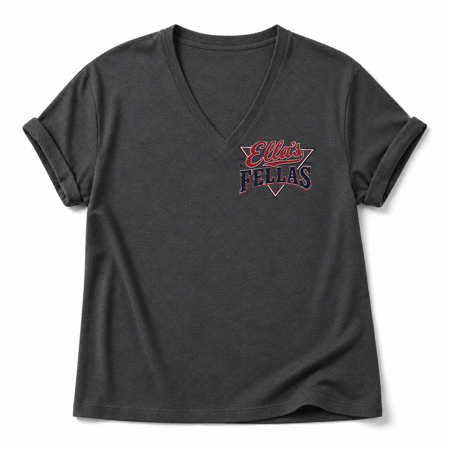 Ella's Fellas Texas Rodeo V-Neck Cotton Graphic T-Shirt in Dark Gray, front view