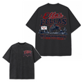 Ella's Fellas Texas Rodeo Vintage Washed Heavyweight Graphic Tee in Black, front and back double-sided view