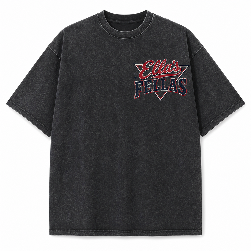 Ella's Fellas Texas Rodeo Vintage Washed Heavyweight Graphic Tee in Black, front view