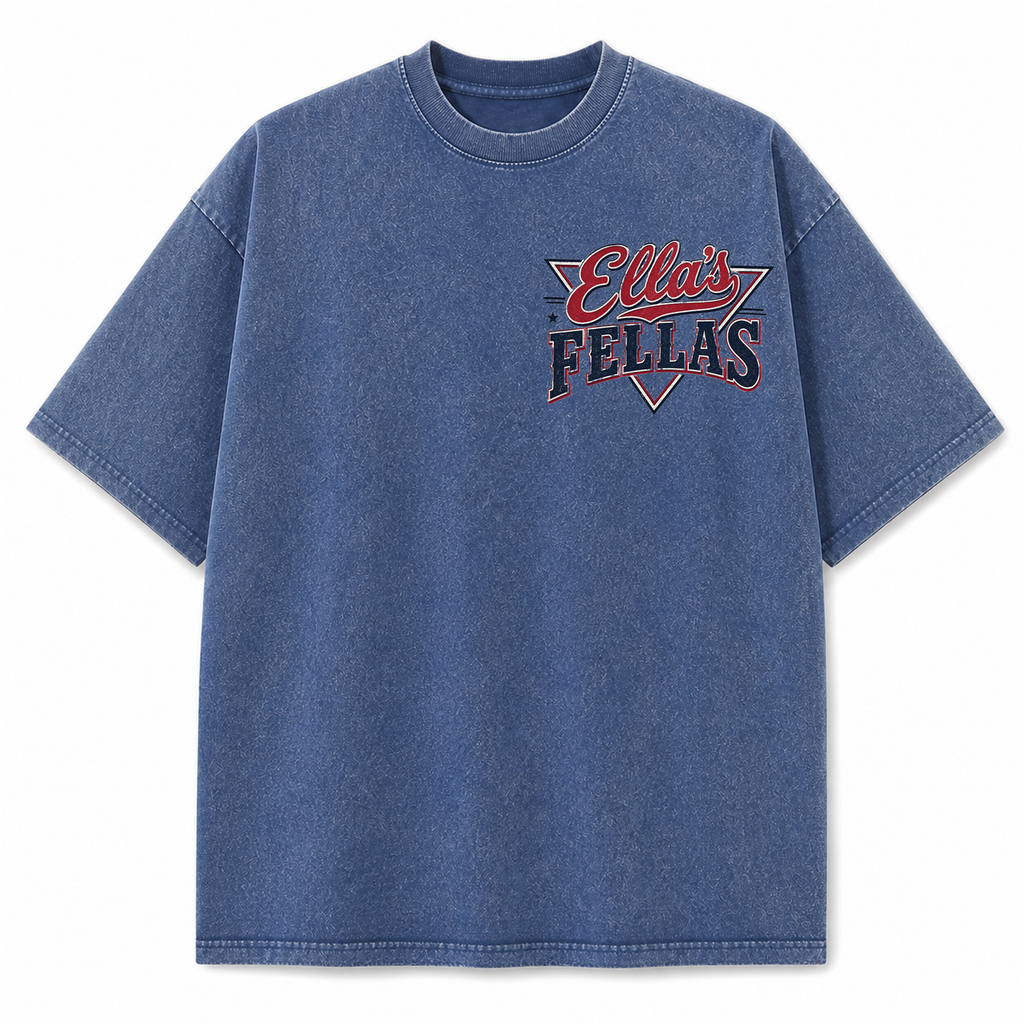 Ella's Fellas Texas Rodeo Vintage Washed Heavyweight Graphic Tee in Blue, front view