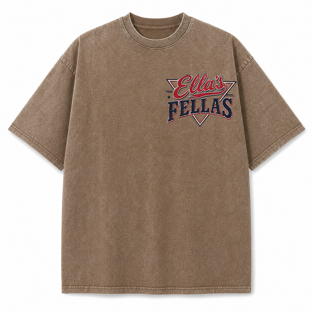 Ella's Fellas Texas Rodeo Vintage Washed Heavyweight Graphic Tee in Brown, front view