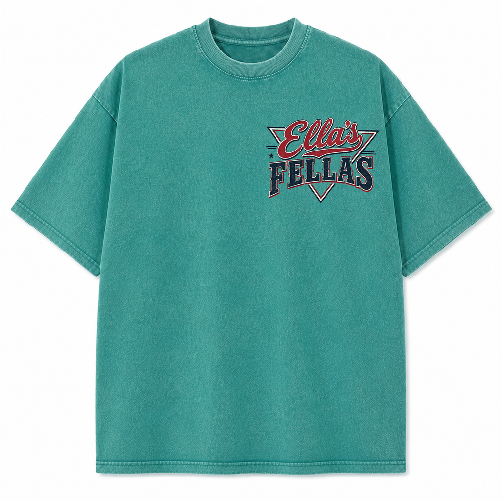 Ella's Fellas Texas Rodeo Vintage Washed Heavyweight Graphic Tee in Green, front view