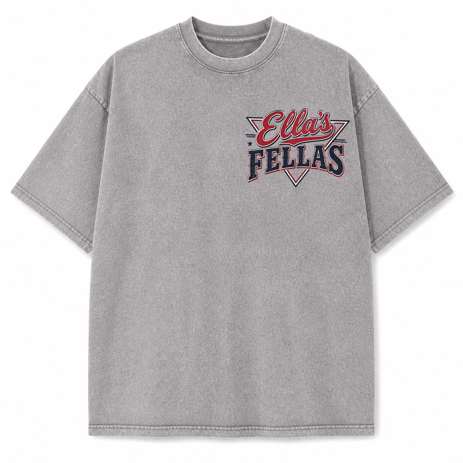 Ella's Fellas Texas Rodeo Vintage Washed Heavyweight Graphic Tee in Light Gray, front view