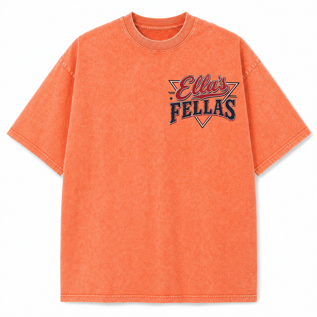 Ella's Fellas Texas Rodeo Vintage Washed Heavyweight Graphic Tee in Orange, front view