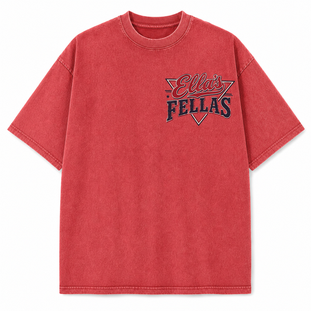 Ella's Fellas Texas Rodeo Vintage Washed Heavyweight Graphic Tee in Red, front view