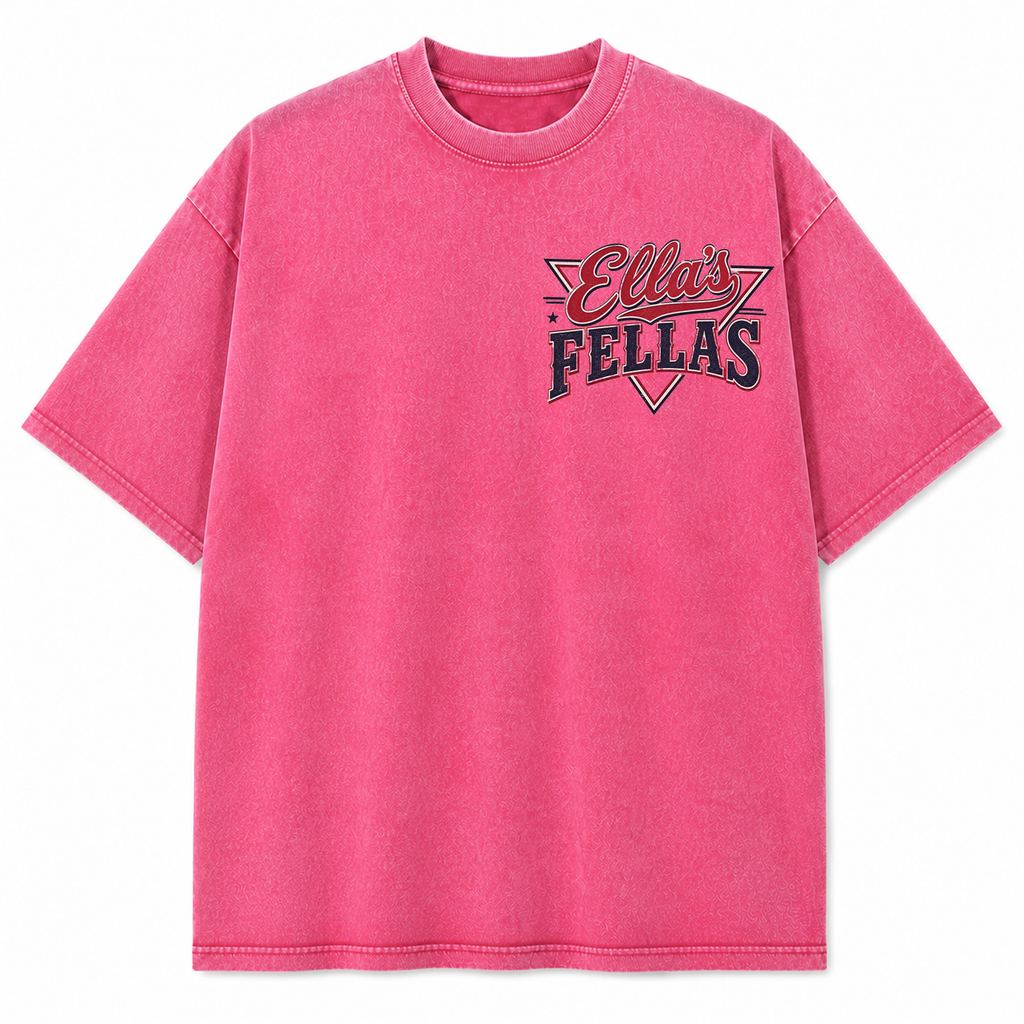 Ella's Fellas Texas Rodeo Vintage Washed Heavyweight Graphic Tee in Rose Red, front view