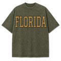 Florida Collegiate Letter washed vintage heavyweight T-shirt in Military Green