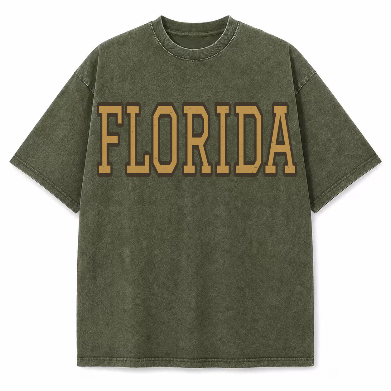 Florida Collegiate Letter washed vintage heavyweight T-shirt in Military Green