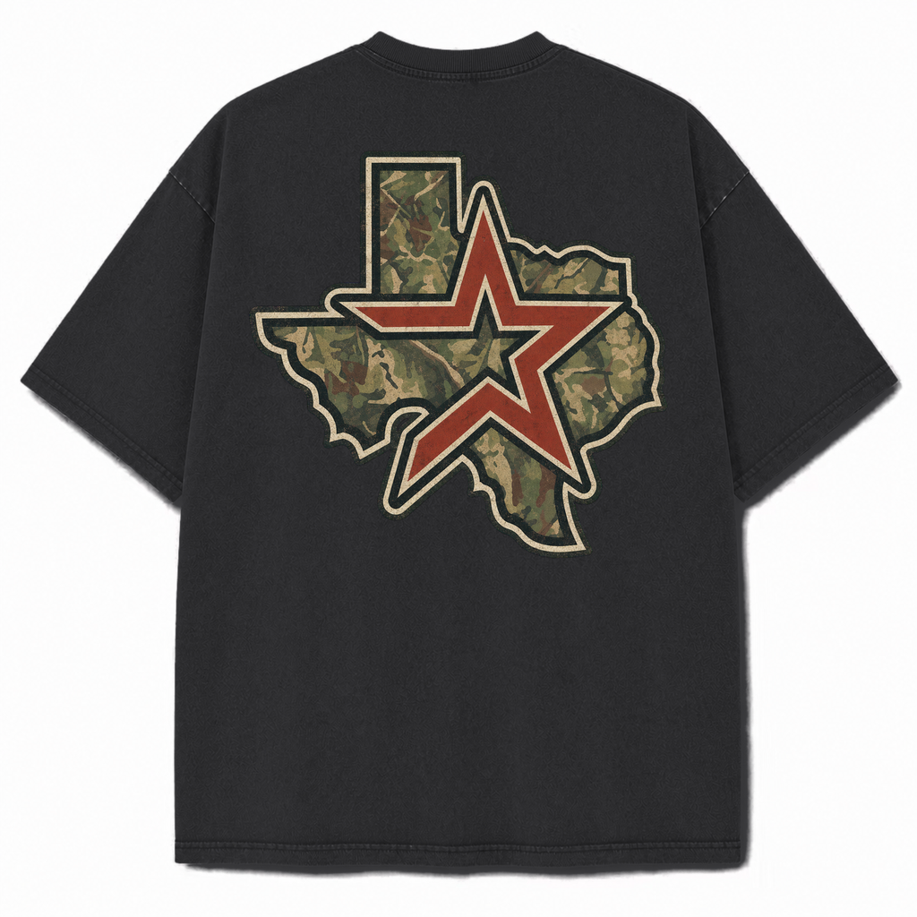 Vintage Washed Houston Camo Double-Sided Heavyweight Graphic Tee in Vintage Washed Heavyweight T-Shirt, Washed Black, back vi