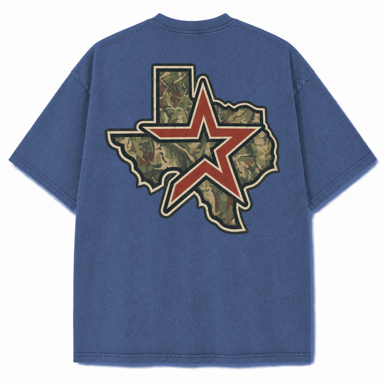 Vintage Washed Houston Camo Double-Sided Heavyweight Graphic Tee in Vintage Washed Heavyweight T-Shirt, Vintage Blue, back vi