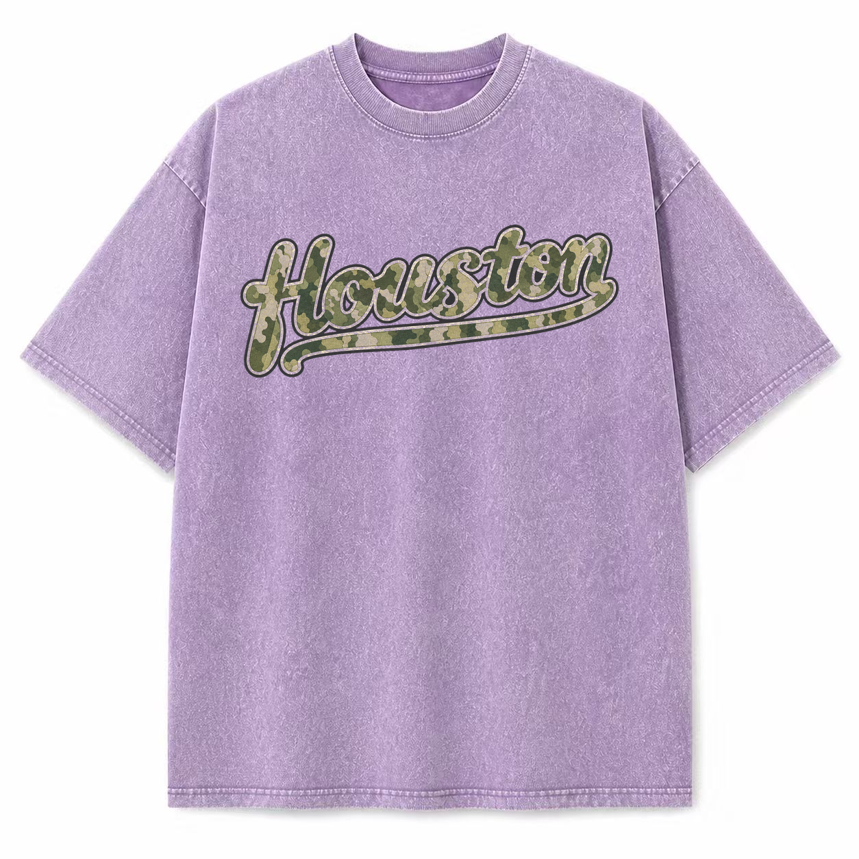 Vintage Washed Houston Camo Double-Sided Heavyweight Graphic Tee in Vintage Washed Heavyweight T-Shirt, Lavender, front view