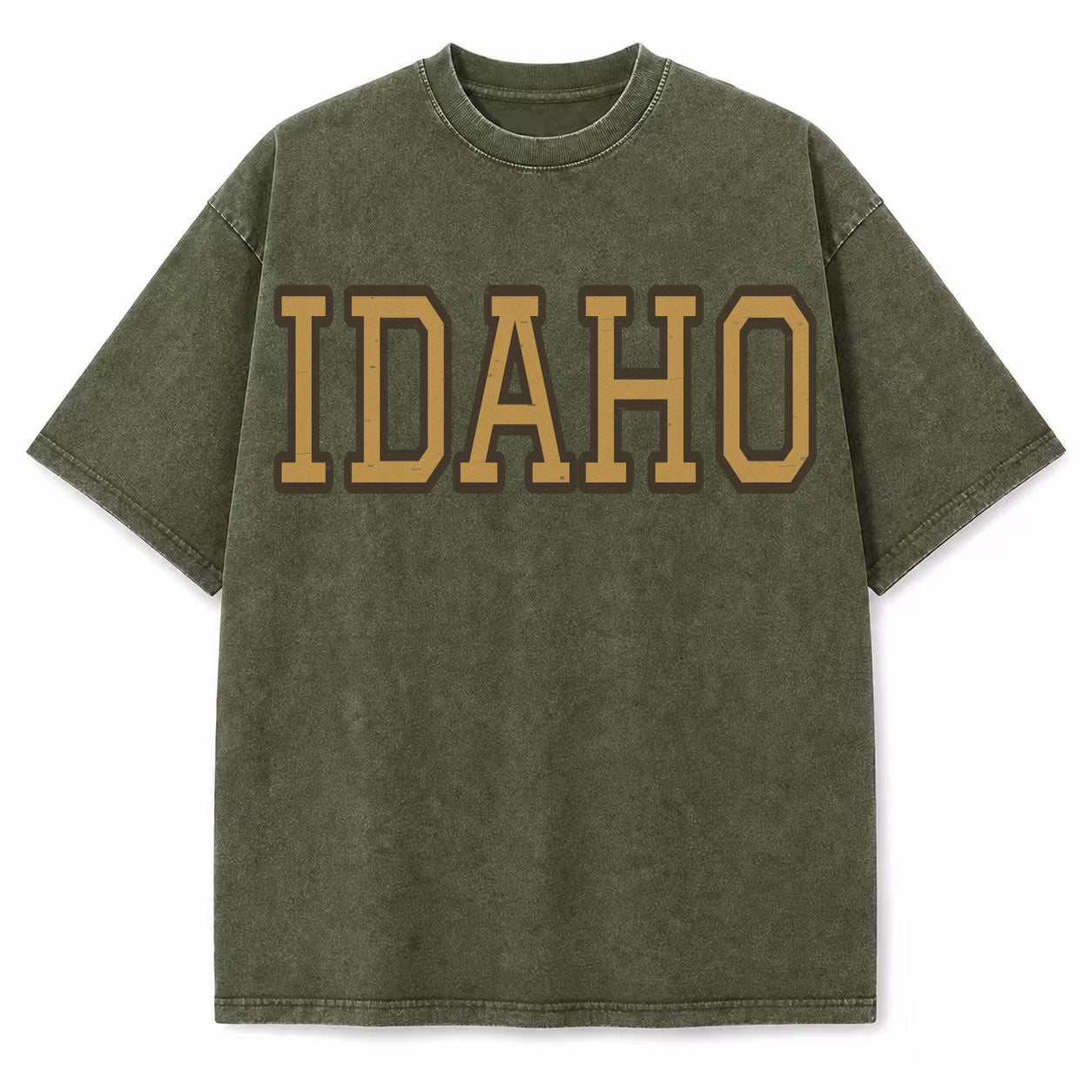 Idaho Collegiate Letter washed vintage heavyweight T-shirt in Military Green
