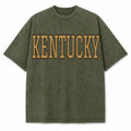 Kentucky Collegiate Letter washed vintage heavyweight T-shirt in Military Green
