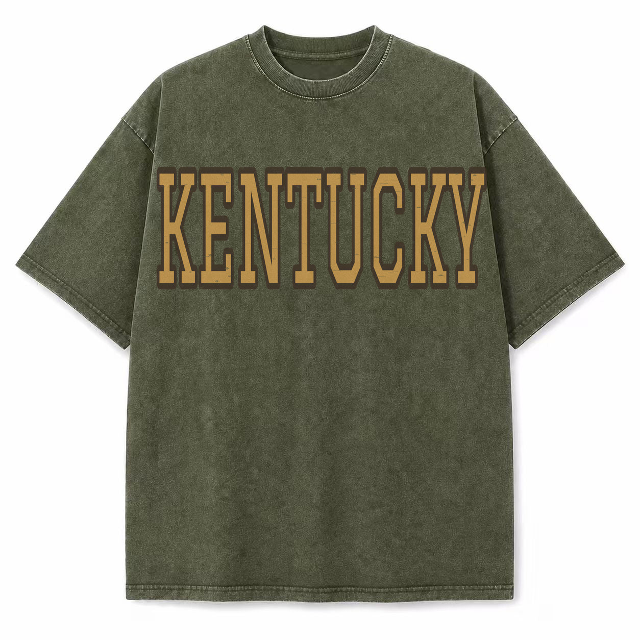 Kentucky Collegiate Letter washed vintage heavyweight T-shirt in Military Green