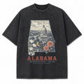 Vintage Washed Alabama Yellowhammer Graphic Tee in Black, front view on a white background