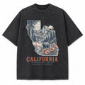 Vintage Washed California Yosemite Bear Graphic Tee in Black, front view on a white background