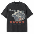 Vintage Washed Hawaii Volcano Graphic Tee in Black, front view on a white background