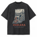 Vintage Washed Indiana Covered Bridge Graphic Tee in Black, front view on a white background
