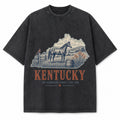 Vintage Washed Kentucky Horse Graphic Tee in Black, front view on a white background