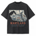Vintage Washed Maryland Chesapeake Graphic Tee in Black, front view on a white background