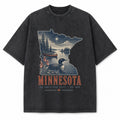 Vintage Washed Minnesota Loon Graphic Tee in Black, front view on a white background