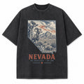 Vintage Washed Nevada Desert Bighorn Graphic Tee in Black, front view on a white background