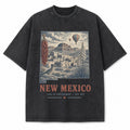 Vintage Washed New Mexico Desert Graphic Tee in Black, front view on a white background