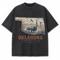 Vintage Washed Oklahoma Bison Graphic Tee in Black, front view on a white background