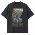 Vintage Washed Vermont Covered Bridge Graphic Tee in Black, front view on a white background
