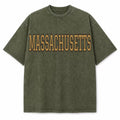 Massachusetts Collegiate Letter washed vintage heavyweight T-shirt in Military Green