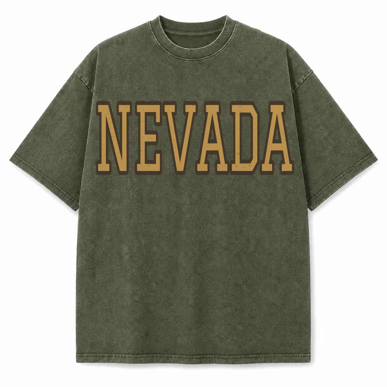 Nevada Collegiate Letter washed vintage heavyweight T-shirt in Military Green