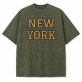 New York Collegiate Letter washed vintage heavyweight T-shirt in Military Green