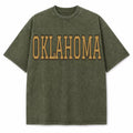 Oklahoma Collegiate Letter washed vintage heavyweight T-shirt in Military Green