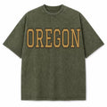 Oregon Collegiate Letter washed vintage heavyweight T-shirt in Military Green