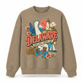 Colorful Delaware State Collage Crewneck Sweatshirt in Khaki, front view on a white background