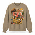 Colorful South Dakota State Collage Crewneck Sweatshirt in Khaki, front view on a white background