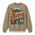 Colorful Tennessee State Collage Crewneck Sweatshirt in Khaki, front view on a white background