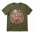 Texas Rose Crown Pure Cotton T-Shirt in Olive Green