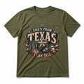Texas Patriotic Western Pure Cotton T-Shirt in Olive Green