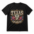Texas Boho Longhorn Pure Cotton T-Shirt in Black