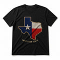 Texas Flag Embroidery Pure Cotton T-Shirt in Black